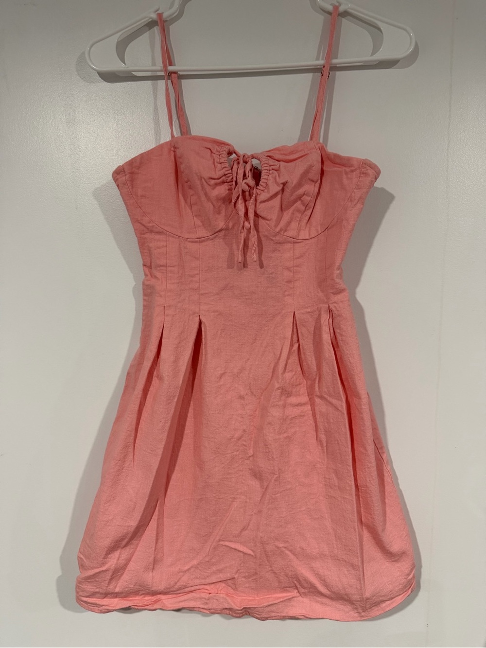 Strapless-Style Pink Dress with Tie Front